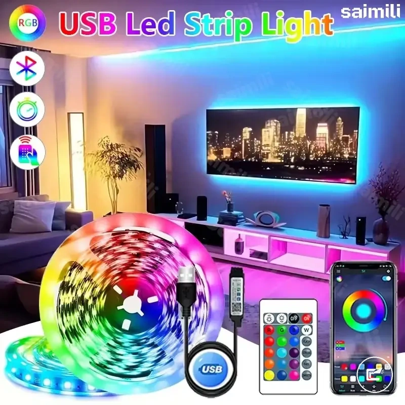 Bluetooth-RGB-LED-Streifenlichter mit App-Steuerung für Zimmer-, Küchen- und Barbeleuchtung