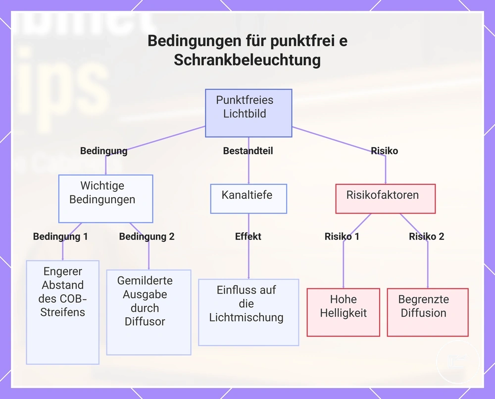 Bedingungen für eine möglichst punktfreie Lichtlinie unter Schränken