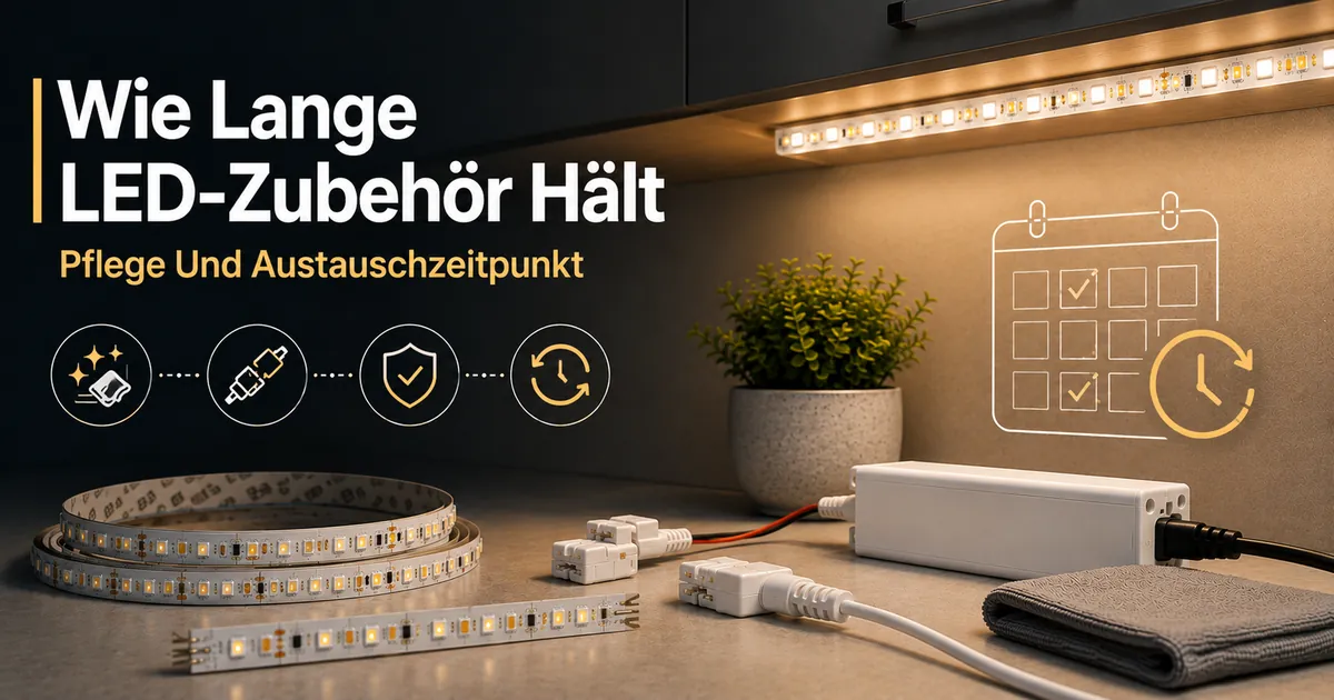 Pflege und Zustandsprüfung von LED-Streifen und Zubehör für Schrankbeleuchtung vor Wartung oder Austausch