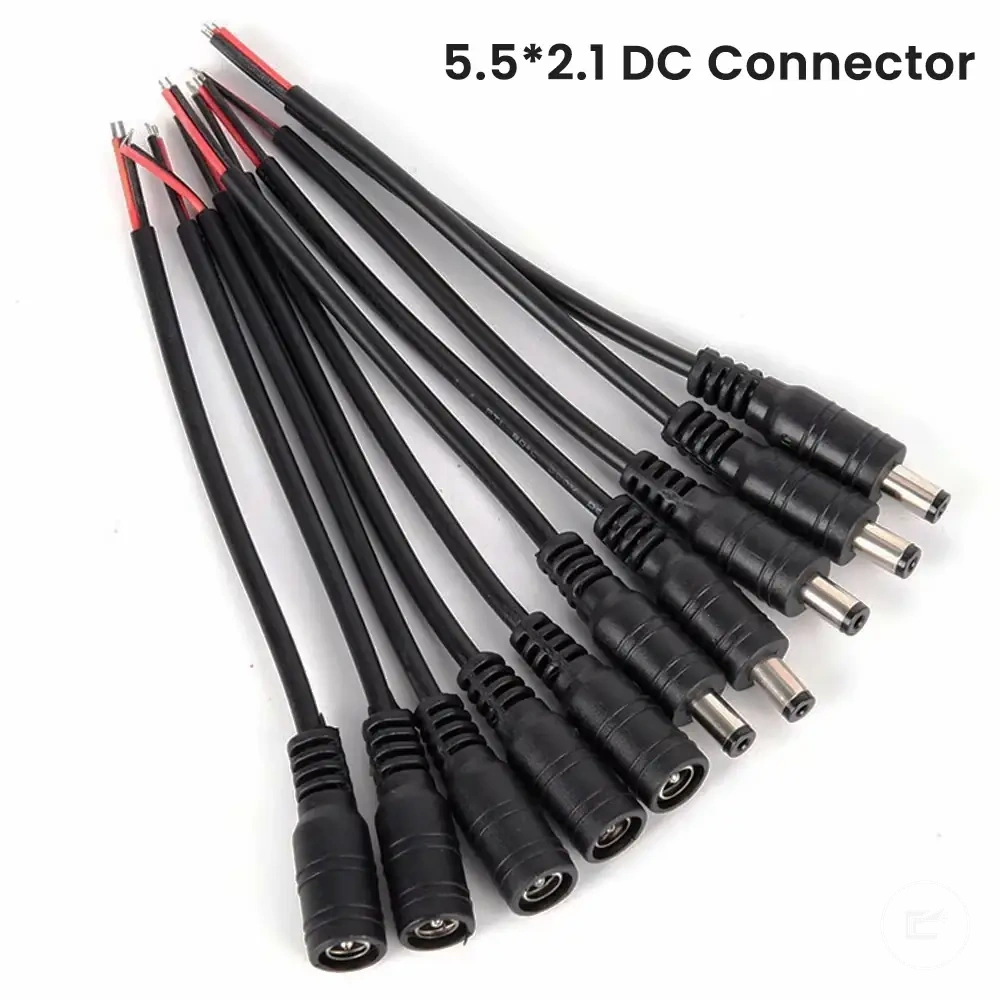 DC power extension cable with male and female 5.5x2.1mm jack for LED strip lights