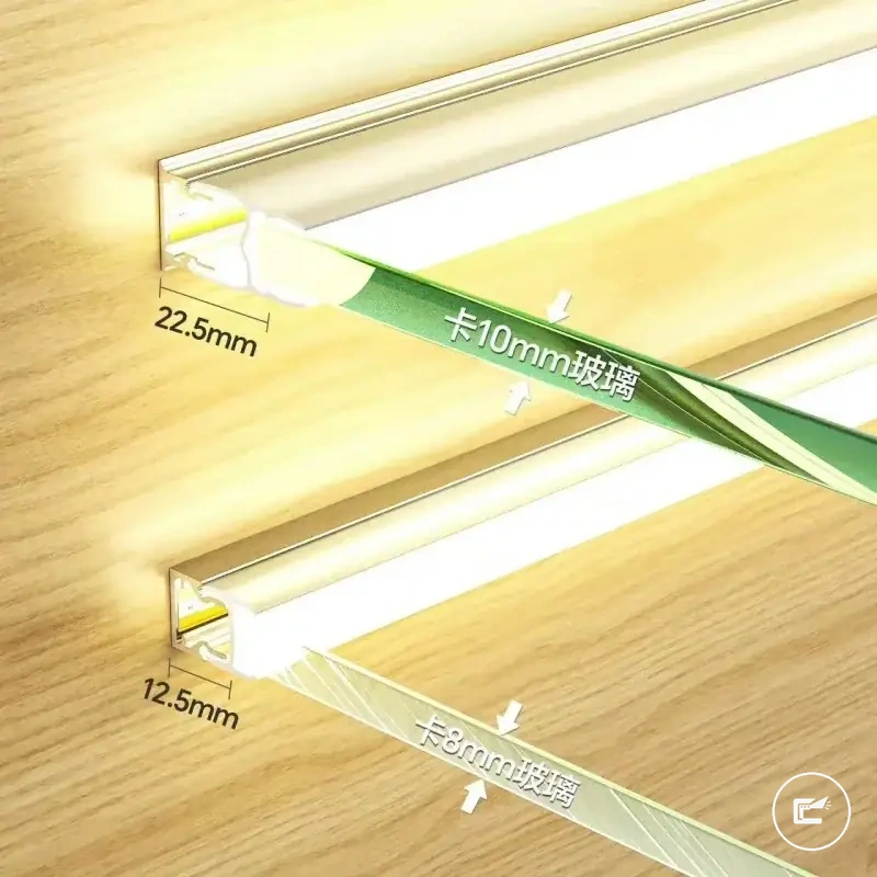 Glass shelf clip LED light for bookcase, showcase, and cabinet display lighting