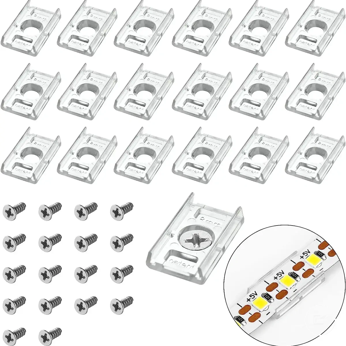 LED strip installation clips with mounting brackets and screws for 10mm strips