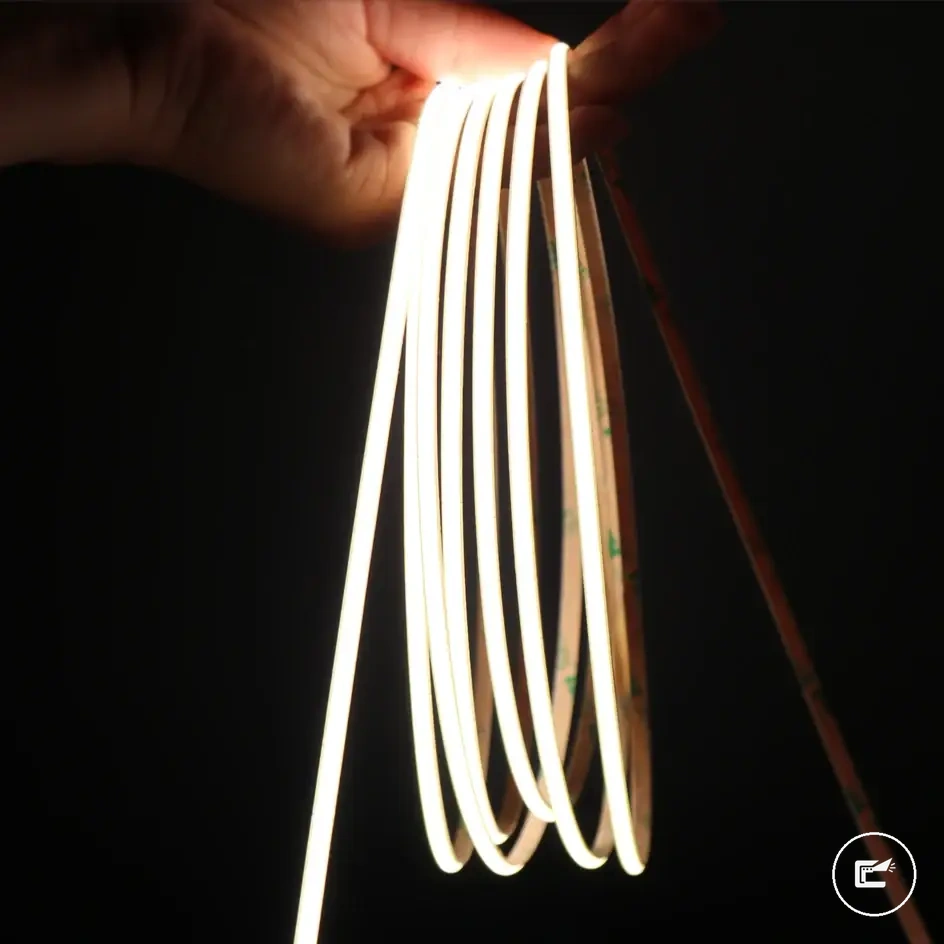 4mm thin COB LED strip light for home decor with warm white dimmable lighting