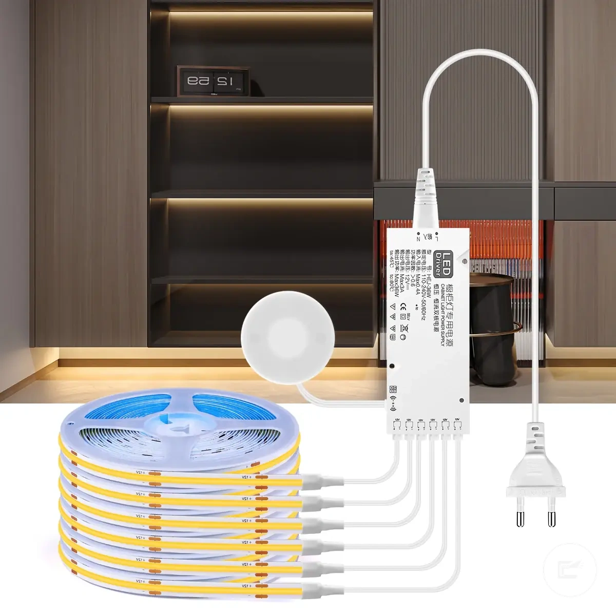Luz COB con sensor bajo armario para expositor, librería, armario y ropero