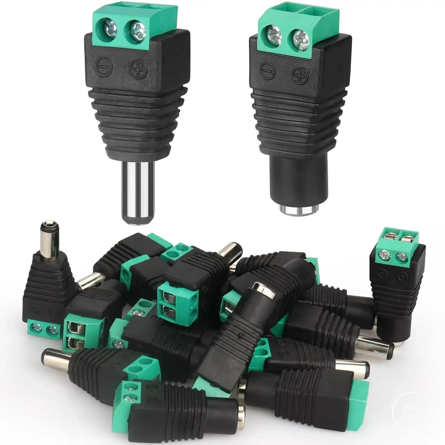 Juego de adaptadores DC barril macho y hembra de 12 V para conexiones de alimentación de tiras LED