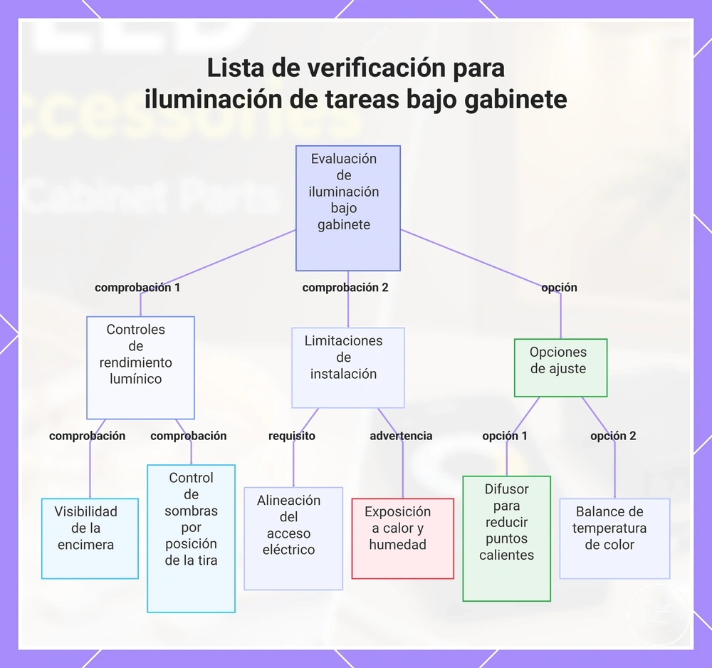 Lista de verificación para iluminación de tareas bajo armario