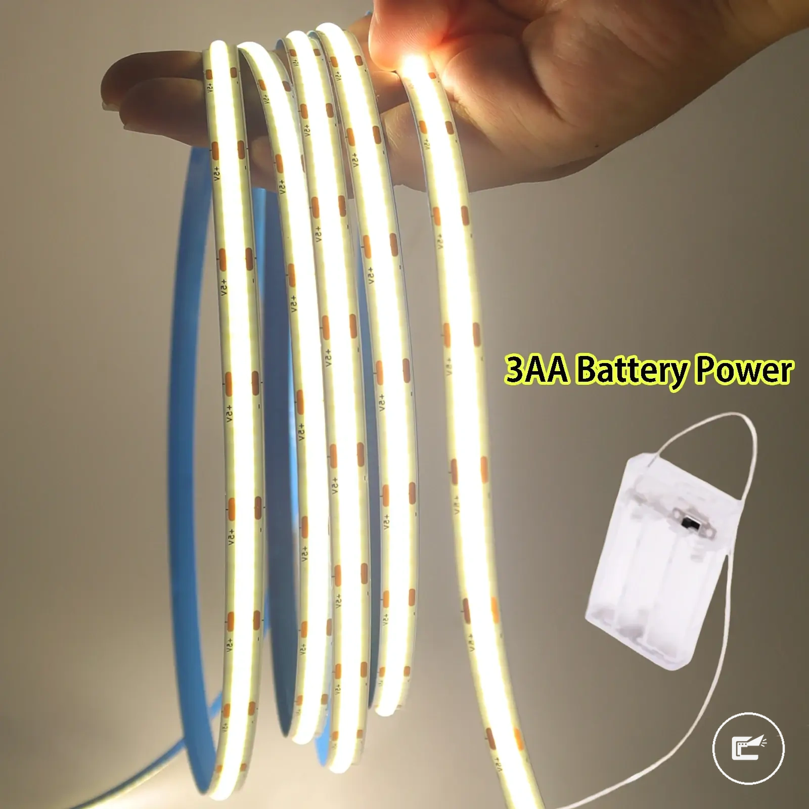 Ruban LED COB 5 V à piles pour chambre, placard et rétroéclairage