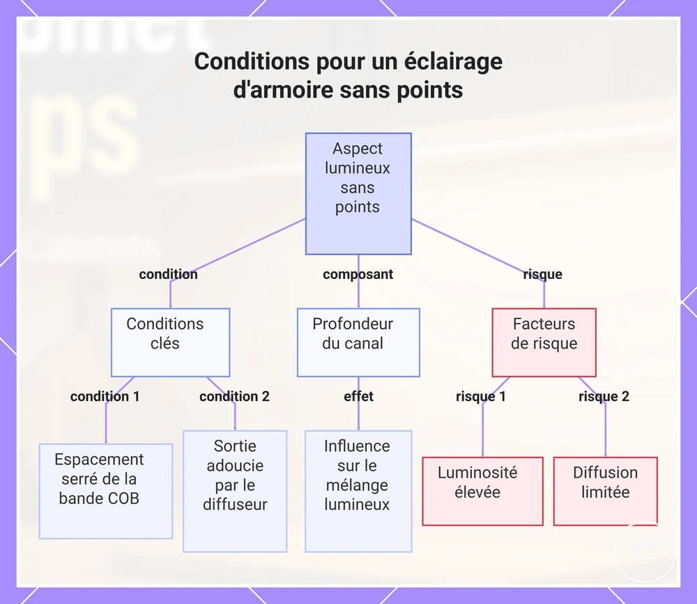 Conditions pour une ligne lumineuse homogène sous placard avec ruban COB et diffuseur