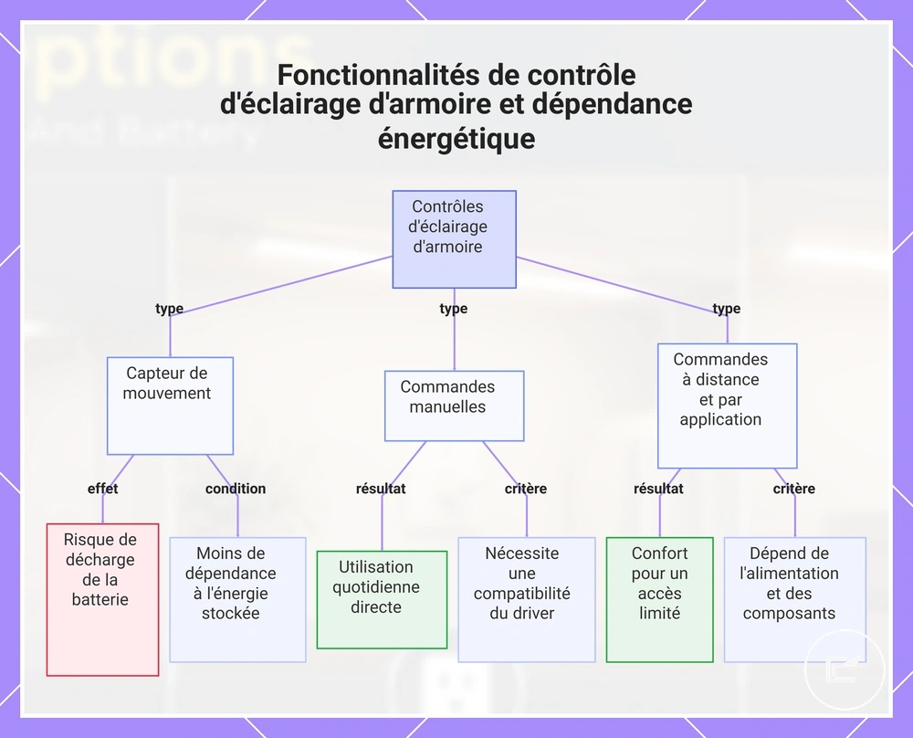 Comparaison des capteurs, variateurs, interrupteurs, télécommandes et commandes pour éclairage LED de placard