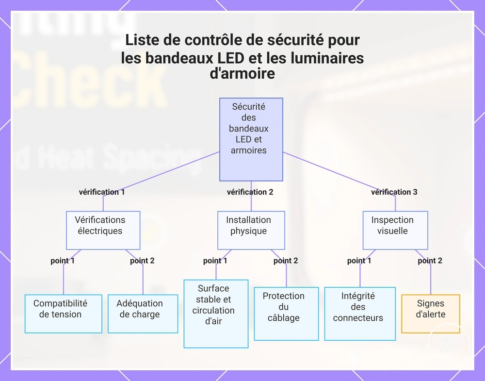 Liste de contrôle de sécurité pour les rubans LED et les éclairages de placards