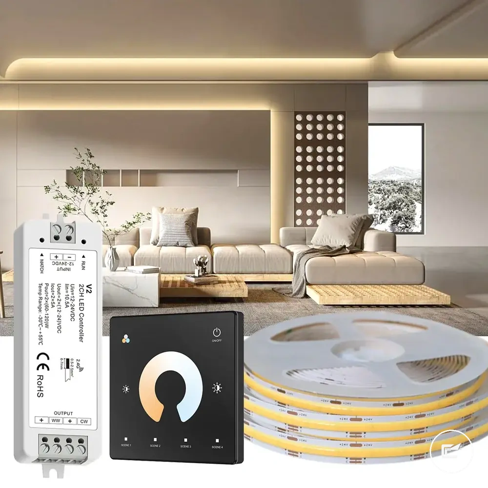 Kit de fita LED COB CCT com branco duplo dimerizável de 2700K a 6500K