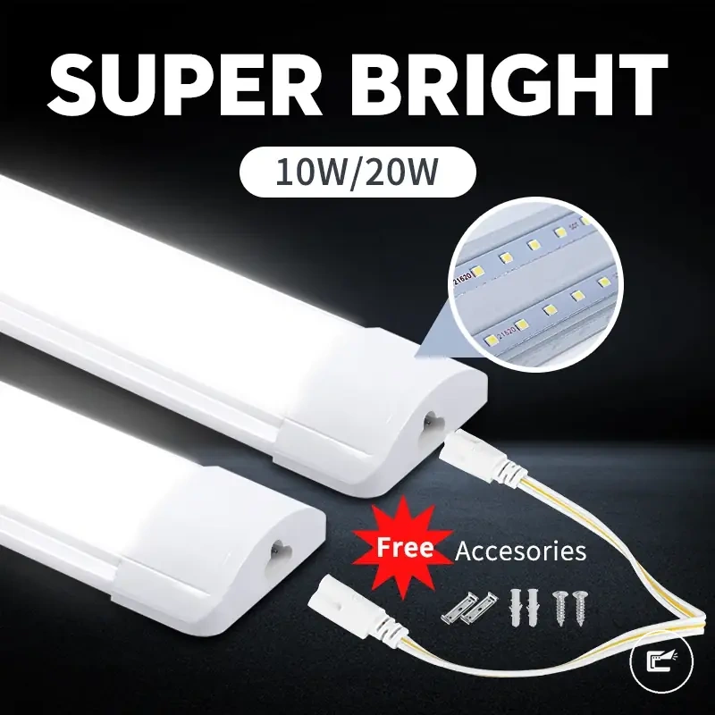 Barra de luz tubular LED T5 e T8 para iluminação sob armário e ambiente