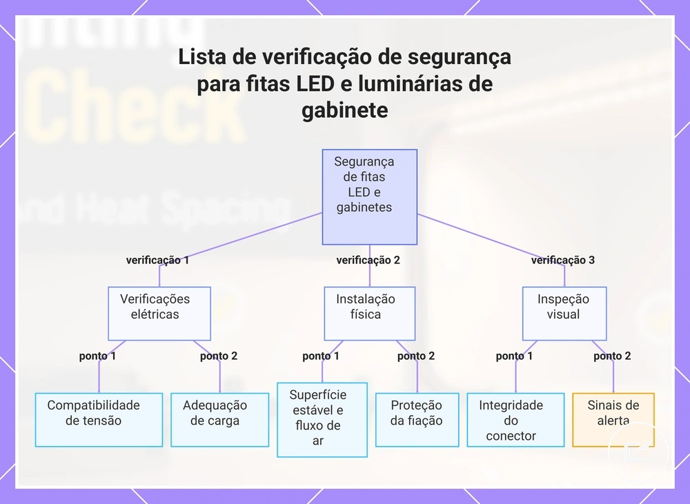Lista de verificação de segurança para fitas de LED e iluminação de armários