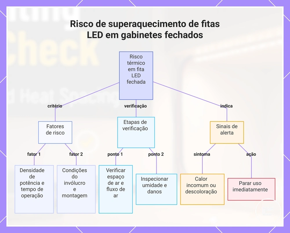 Risco de superaquecimento de fitas de LED em armários fechados