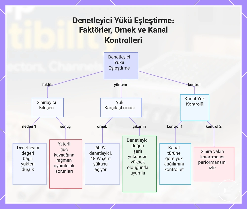 Kontrol cihazı yükü, güç kaynağı kapasitesi ve kanal sınırları karşılaştırması