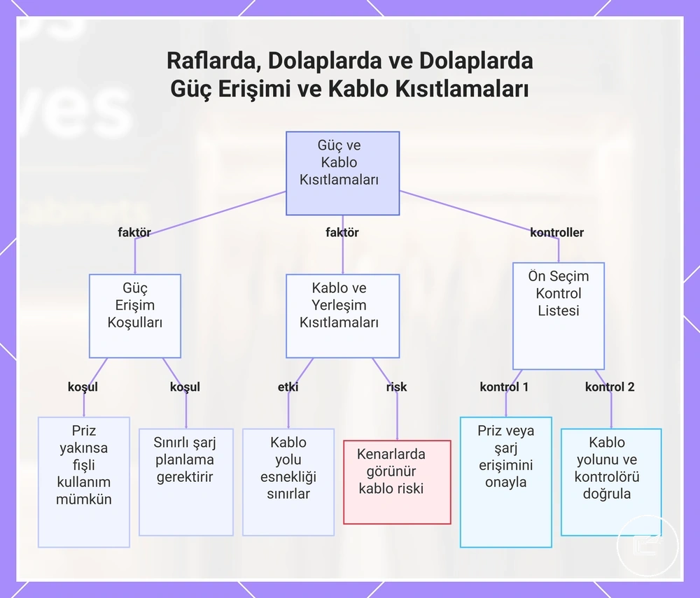 Raflarda, Dolaplarda ve Vitrinlerde Güç Erişimi ve Kablo Kısıtlamaları